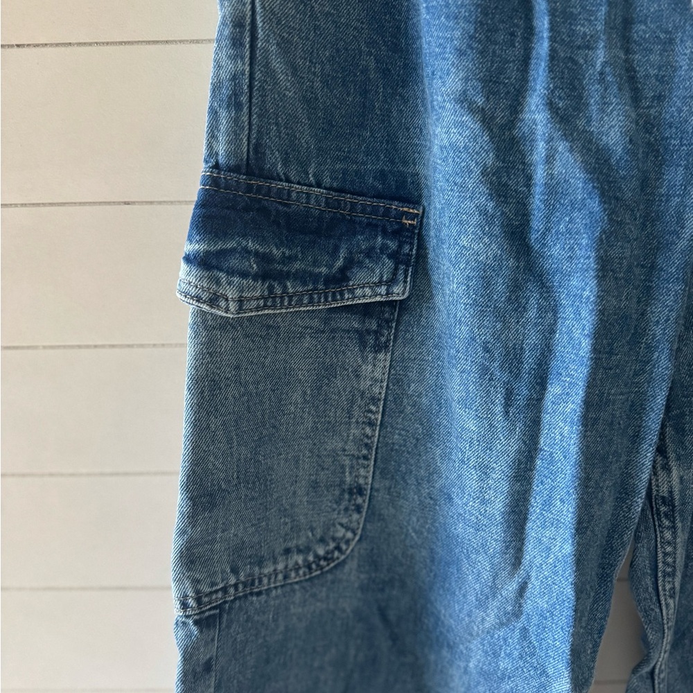 Women’s Blue Denim Cargo Pants - Picture 2 of 4